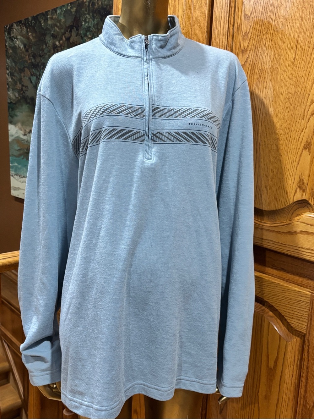 Travis Mathew Light Blue Quarter-Zip Pullover